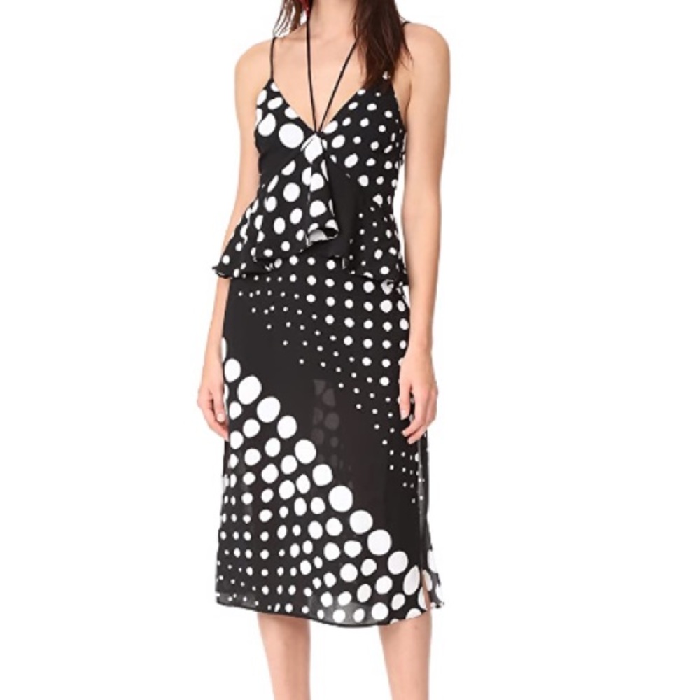 Black and white polka dot midi dress XS